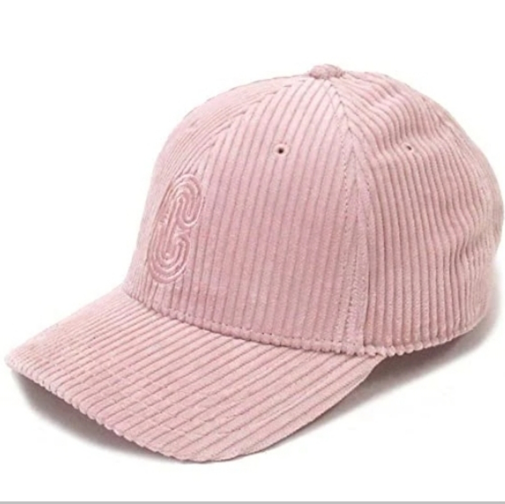 COACH PINK CORDUROY BASEBALL HAT WITH LOGO PATCH ADJUSTABLE NEW!